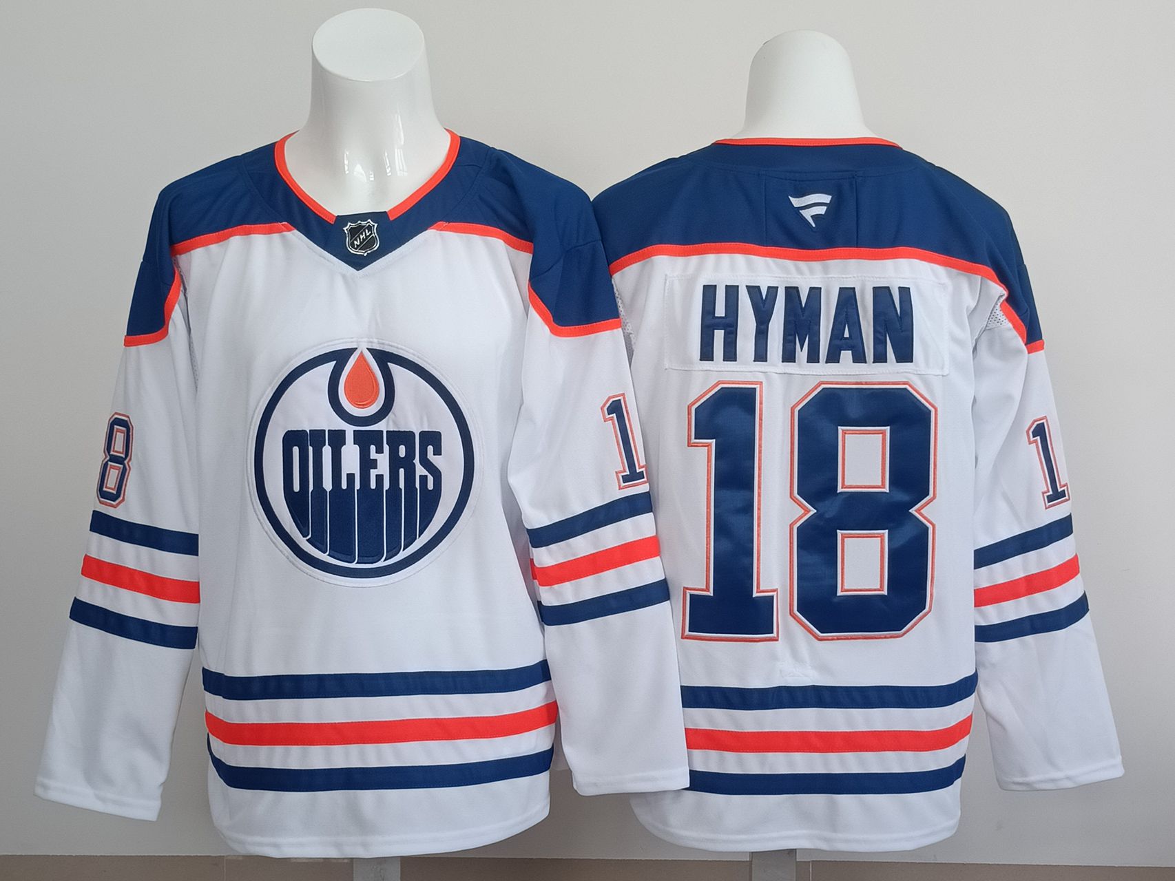 Men 2025 Edmonton Oilers #18 Hyman White Fanatics Home Premium NHL Jersey style 1->edmonton oilers->NHL Jersey